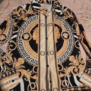 Fashion Baroque Print Women's Jacket - Black and Gold